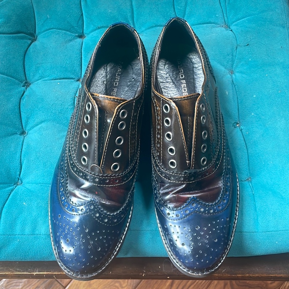 Mauro Fedeli Navy & Brown Ombre Oxford Brogue Sz 9